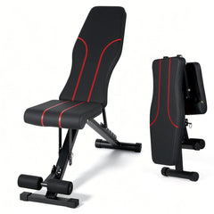 Adjustable Foldable Black Dumbbell Bench with PU Upholstery