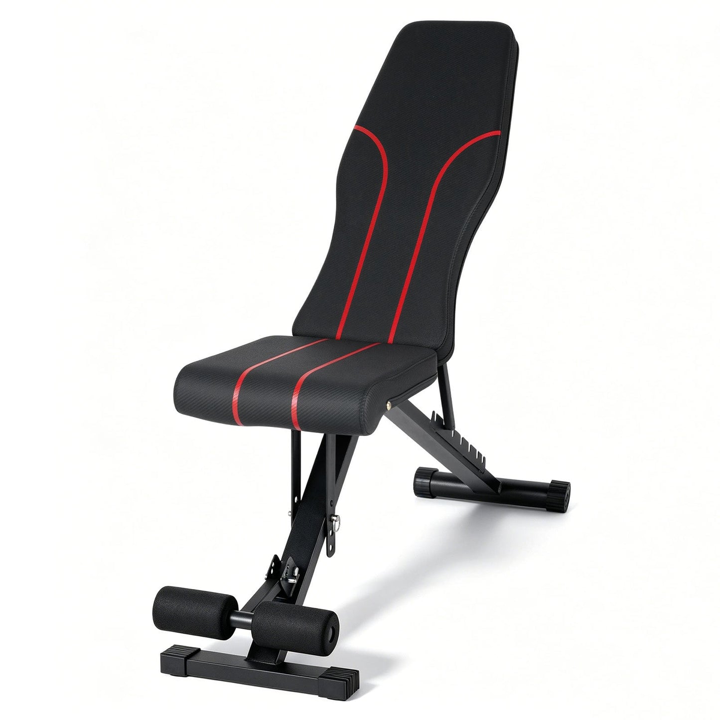 Adjustable Foldable Black Dumbbell Bench with PU Upholstery