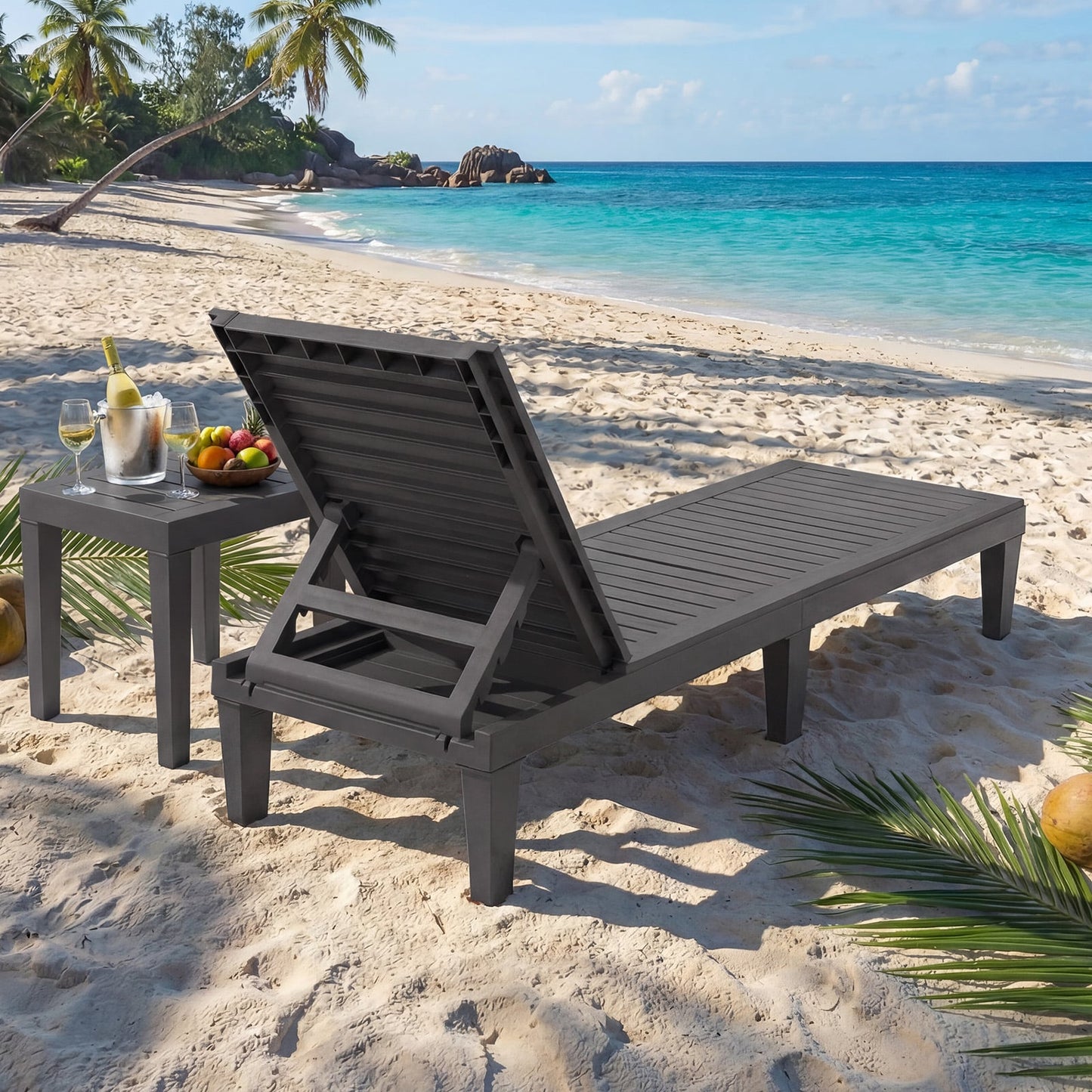 Adjustable Recliner Lounger Beach-Grey