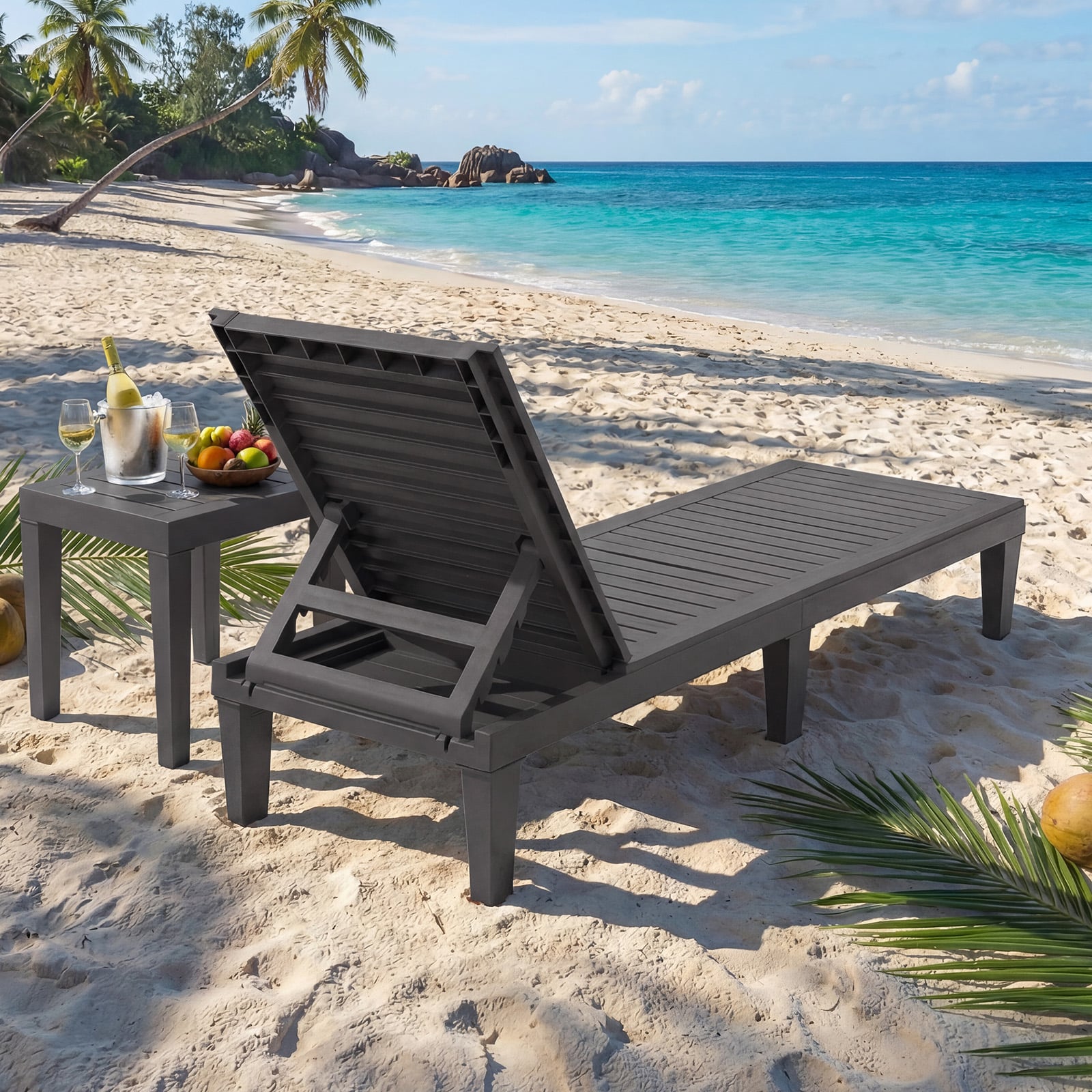 Adjustable Recliner Lounger Beach-Grey
