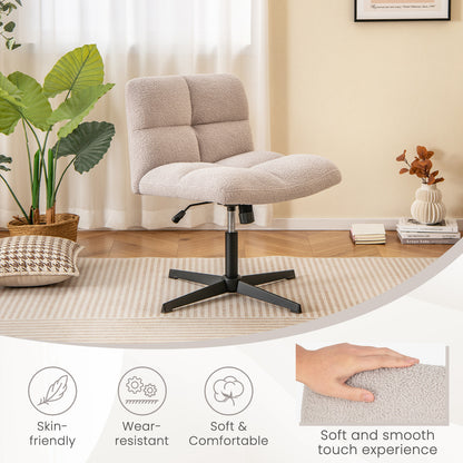 Adjustable Armless Office Chair with Imitation Lamb Fleece-Grey