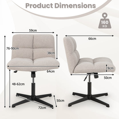 Adjustable Armless Office Chair with Imitation Lamb Fleece-Grey