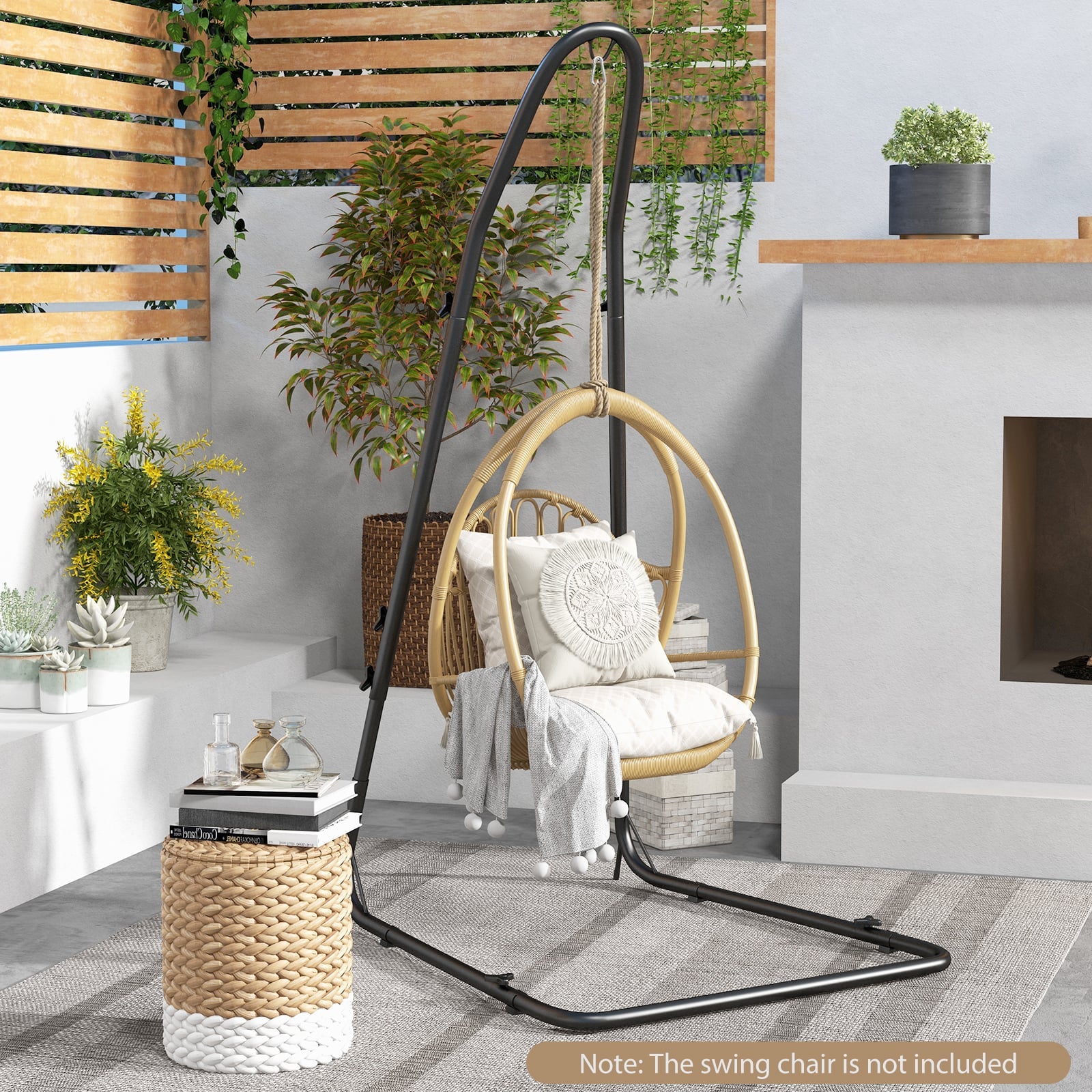 Adjustable Swing Hammock Chair Stand with Heavy-duty Metal Frame
