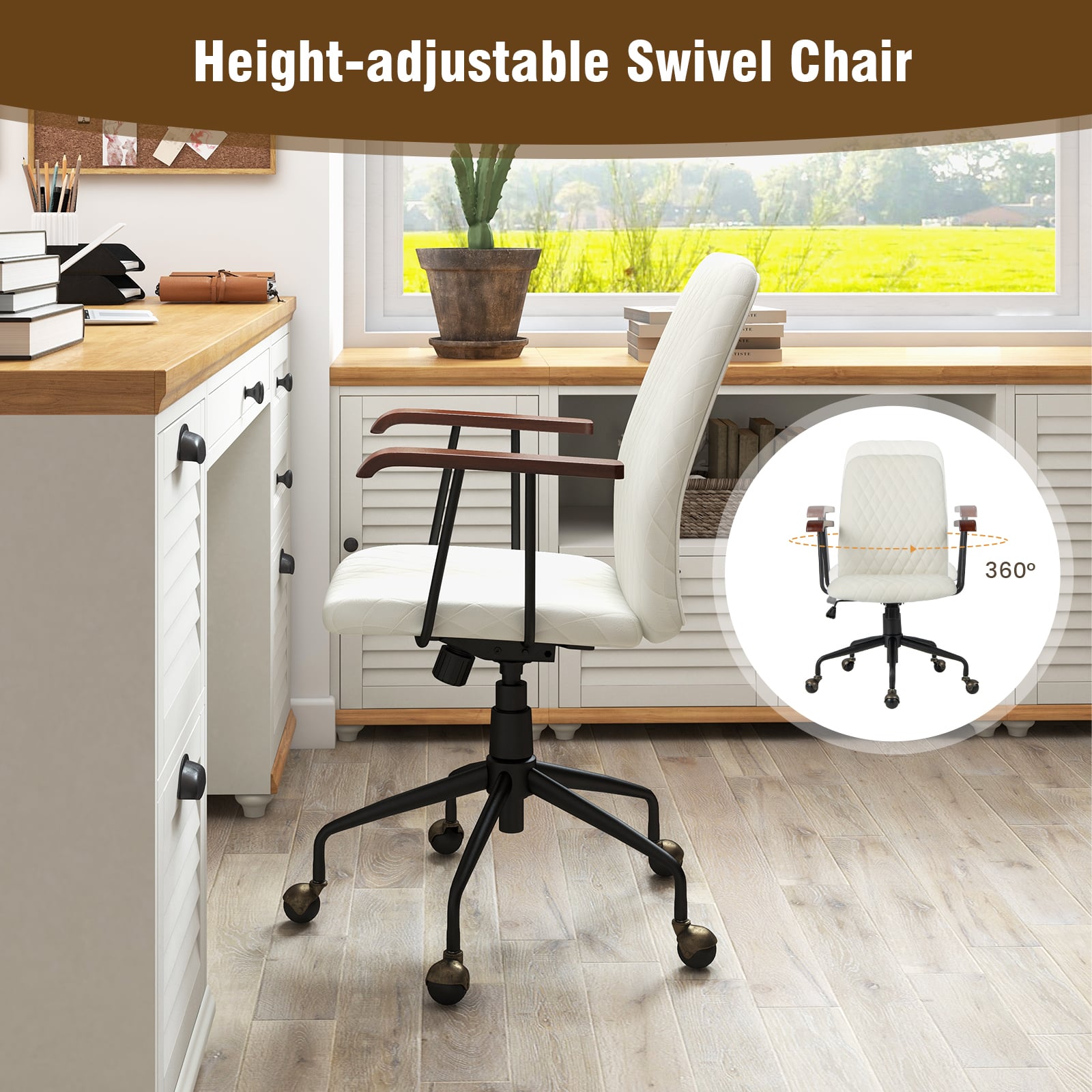 Adjustable Velvet Rocking Leisure Chair with Padded Seat-Beige