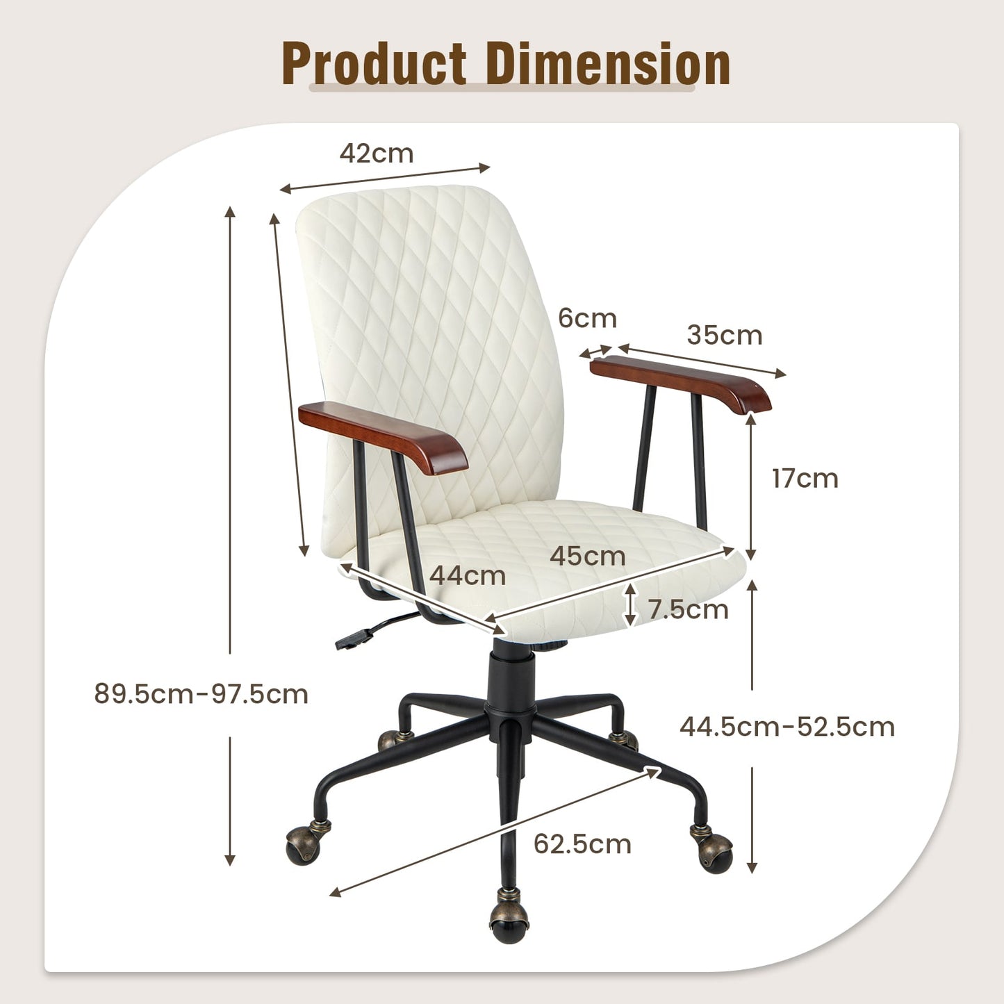 Adjustable Velvet Rocking Leisure Chair with Padded Seat-Beige