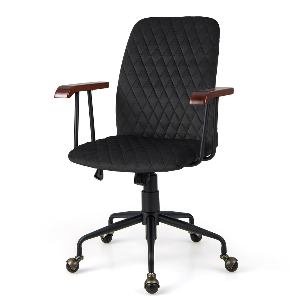 Adjustable Velvet Rocking Leisure Chair with Padded Seat-Black