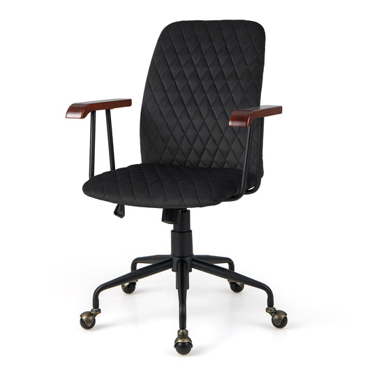 Adjustable Velvet Rocking Leisure Chair with Padded Seat-Black