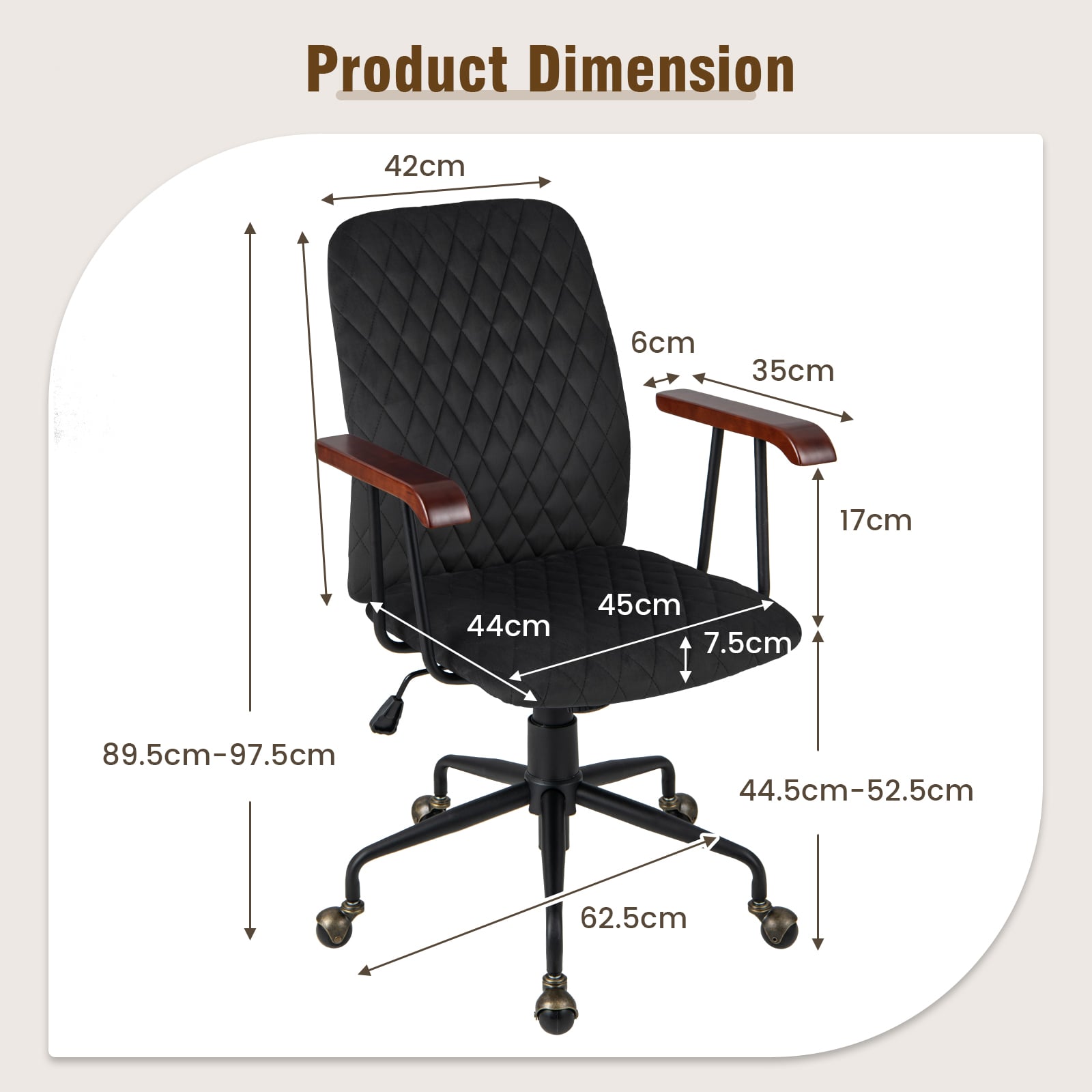 Adjustable Velvet Rocking Leisure Chair with Padded Seat-Black
