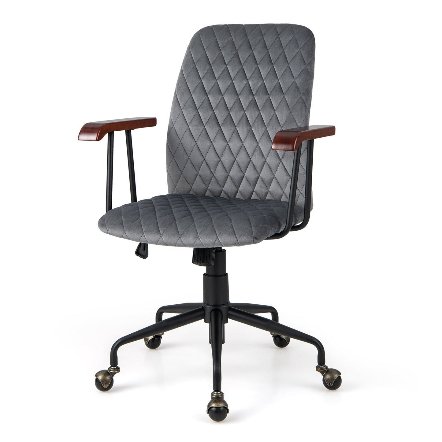 Adjustable Velvet Rocking Leisure Chair with Padded Seat-Grey
