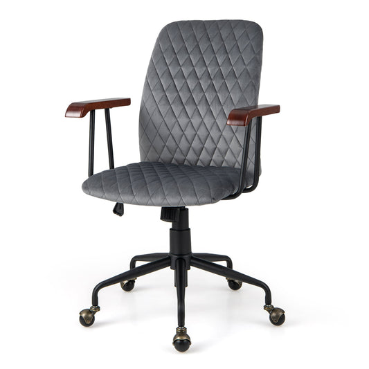 Adjustable Velvet Rocking Leisure Chair with Padded Seat-Grey
