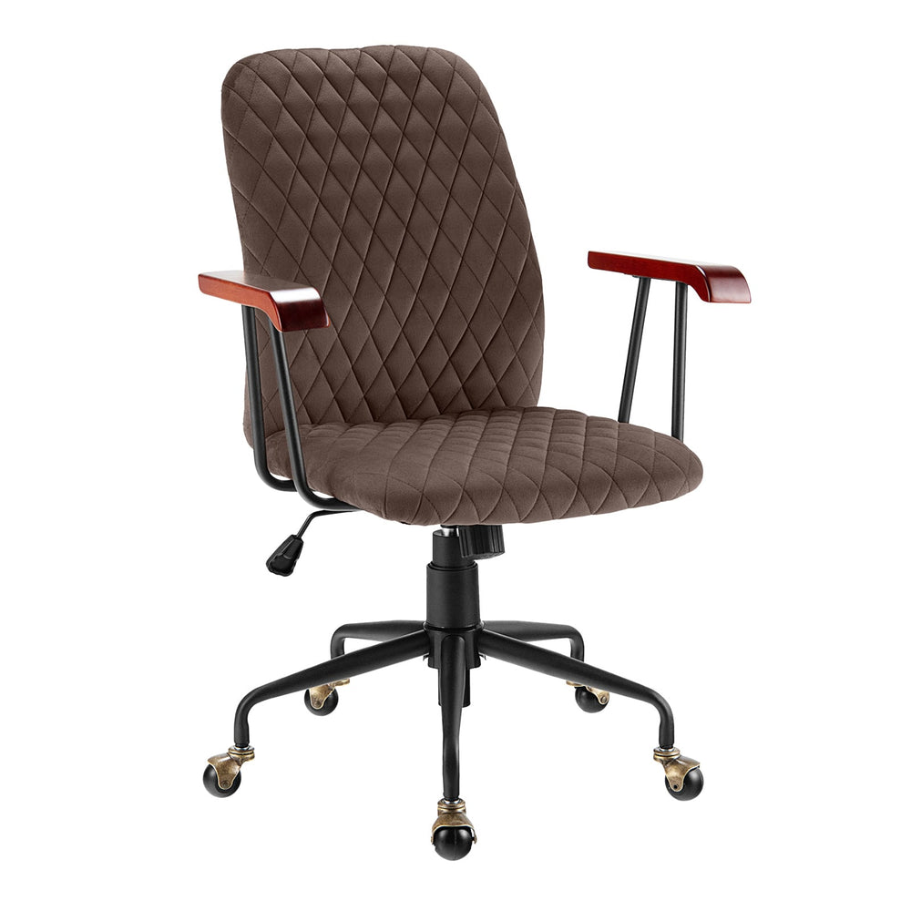 Adjustable Velvet Rocking Leisure Chair with Padded Seat-Brown
