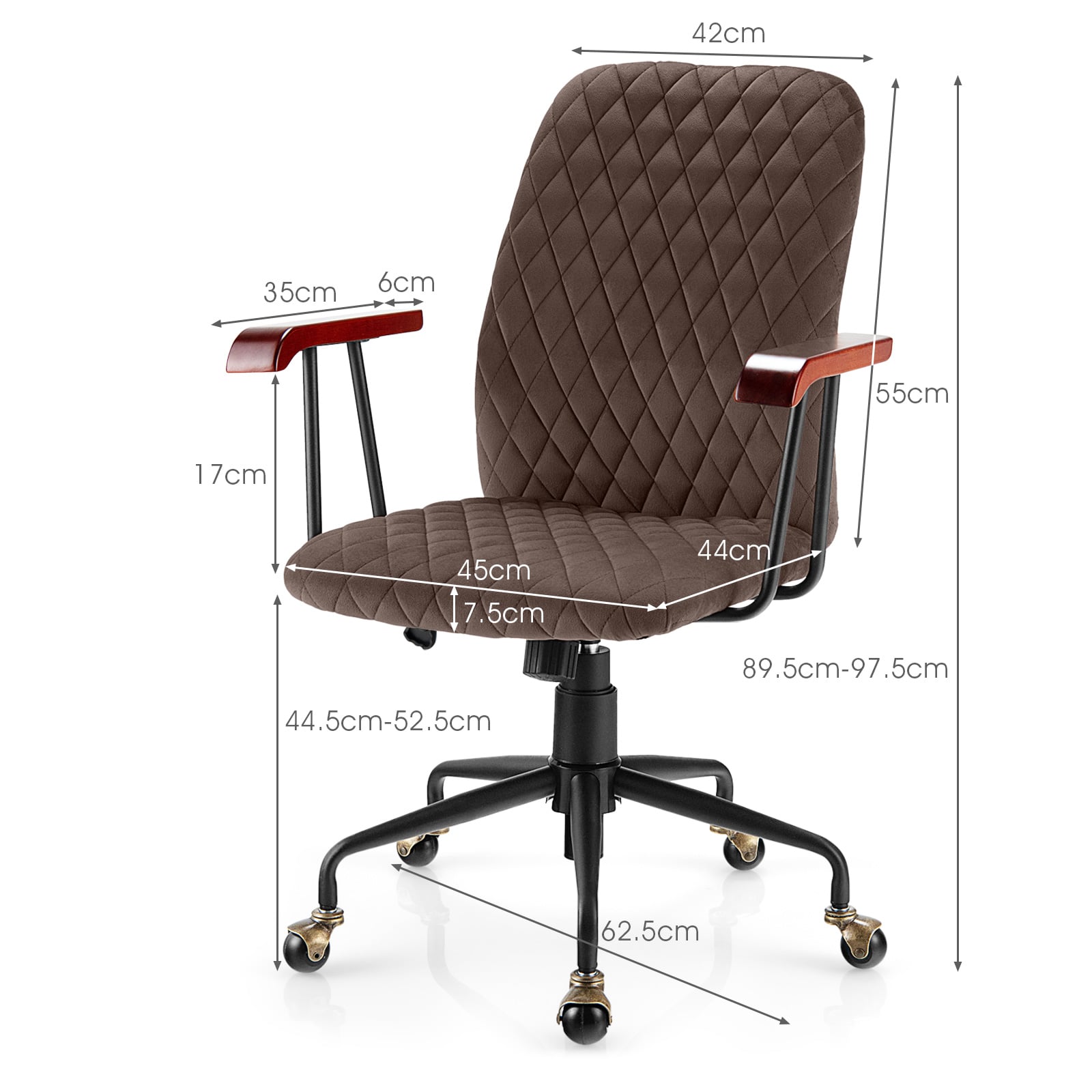 Adjustable Velvet Rocking Leisure Chair with Padded Seat-Brown