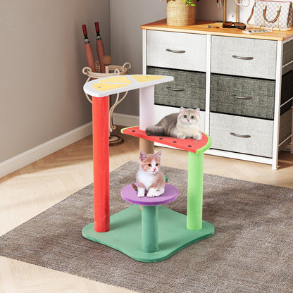 Multi-Level Aesthetic Fruit Cat Tower with Fruit-Shaped Platforms