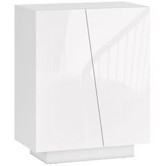 HOMCOM High Gloss Storage Cabinet, Freestanding Storage Cupboard with Adjustable Shelves for Living Room, Bedroom, Hallway, White