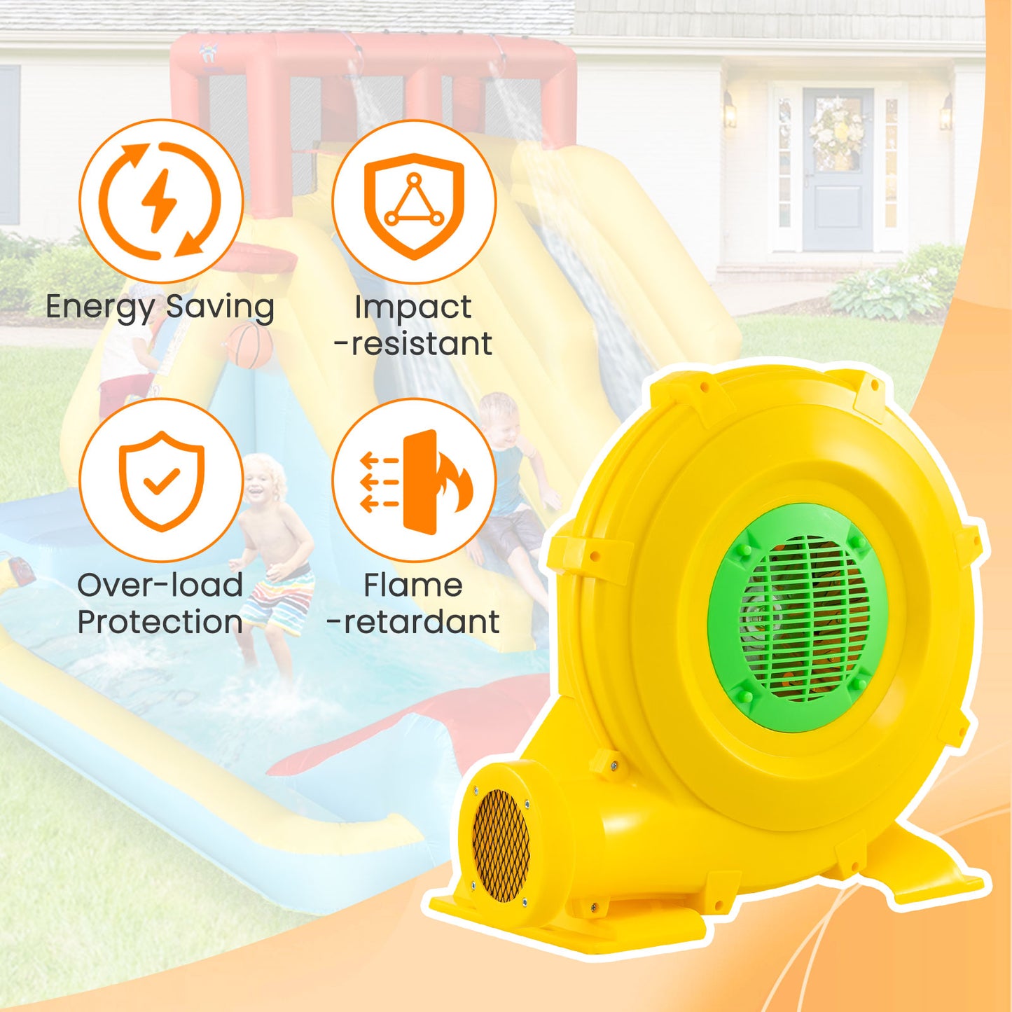 Air Blower 750W Air Pump Fan with Convenient Handle and Ground Stakes