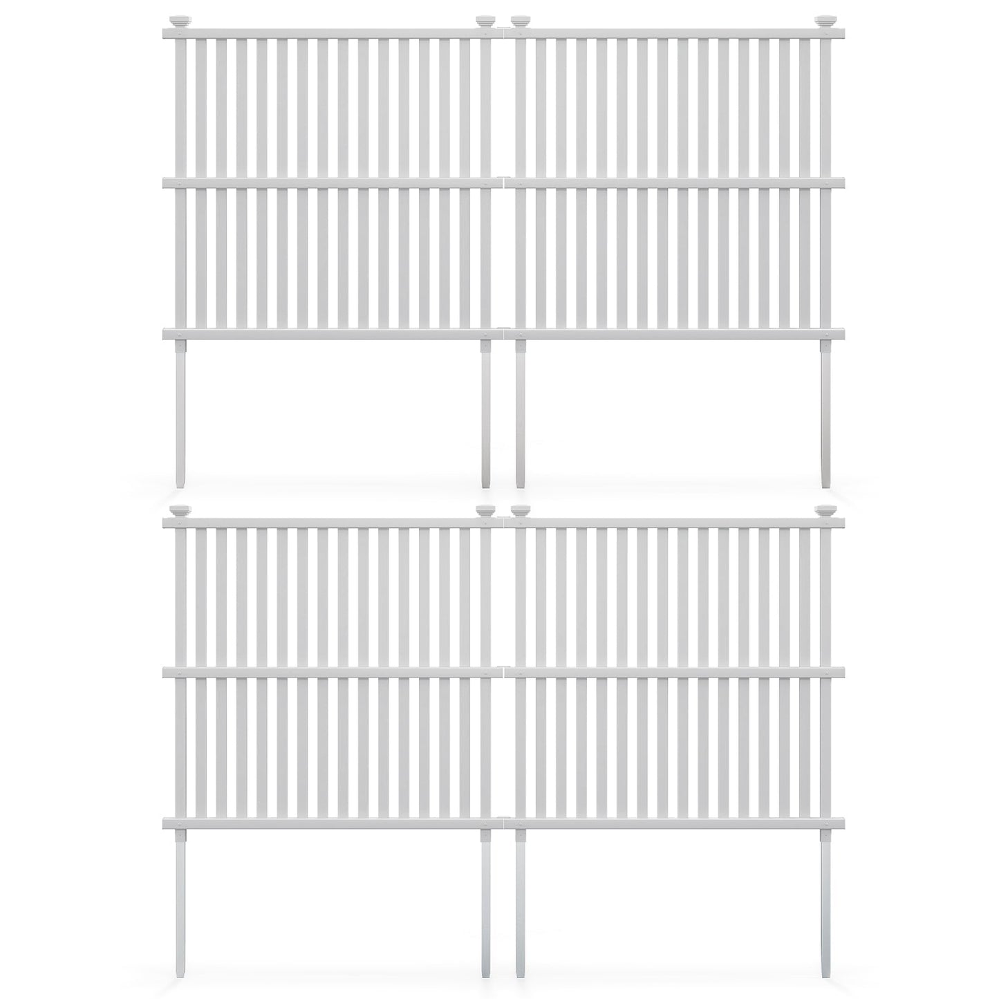 Air Conditioner Fence Panel with Metal Ground Stakes-White