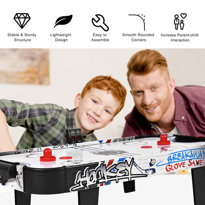 Air Powered Hockey Table with Pucks Pushers and LED Scoreboard
