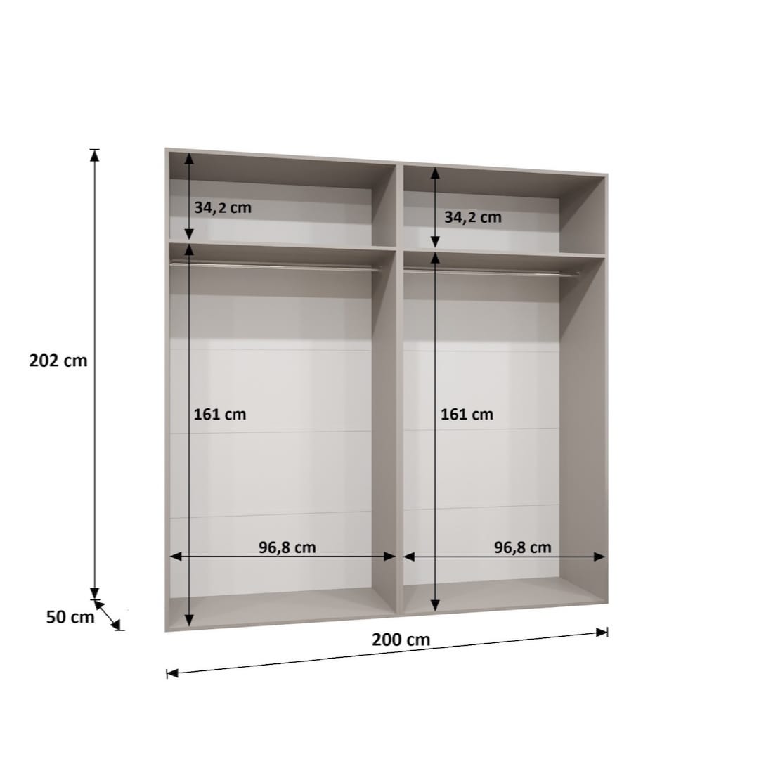 Bari II Hinged Door Wardrobe 200cm