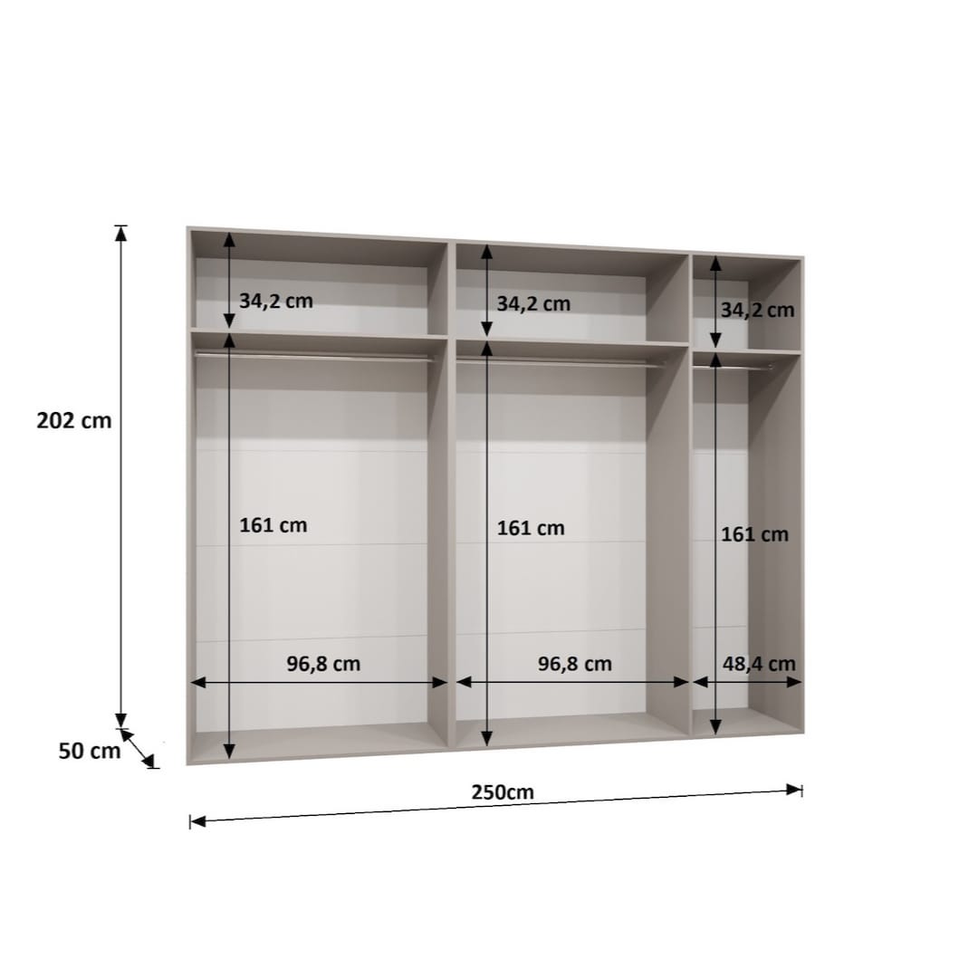 Alicante III Hinged Door Wardrobe 250cm