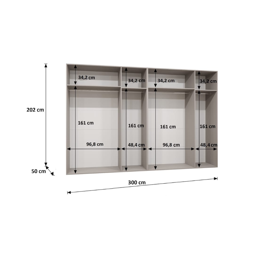 Alicante II Hinged Door Wardrobe 300cm