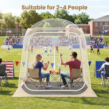 All Weather Pod Sports Tent for 2-4 People 215 x 215  cm Easy Setup Clear Bubble Tent