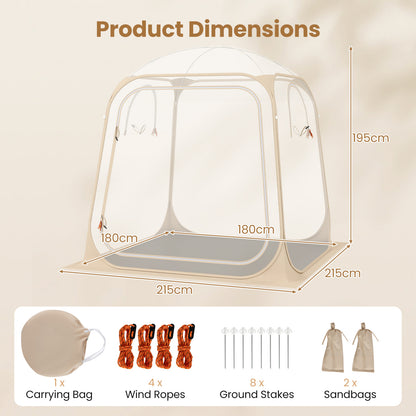 All Weather Pod Sports Tent for 2-4 People 215 x 215  cm Easy Setup Clear Bubble Tent