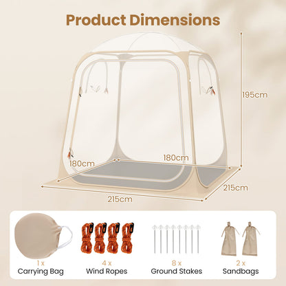 All Weather Pod Sports Tent for 2-4 People 215 x 215  cm Easy Setup Clear Bubble Tent