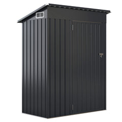 All-Weather Storage Shed with Top Sloping Design-Dark Grey