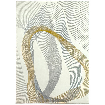 HOMCOM Modern Area Rug, Machine Washable Rug, Allergy-Friendly Floor Carpet for Living Room, Bedroom, Dining Room, Home Office, 230 x 160 cm, Cream White