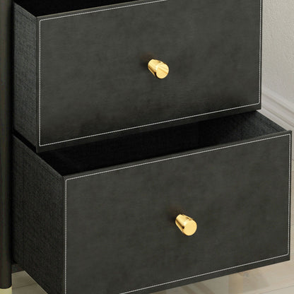 HOMCOM Faux Leather Front Chest of Three Drawers - Black