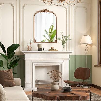 Antiqued Gold Wall Mirror with Baroque Ornate Frame L Size Gold