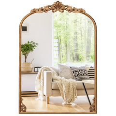 Antiqued Gold Wall Mirror with Baroque Ornate Frame L Size Gold