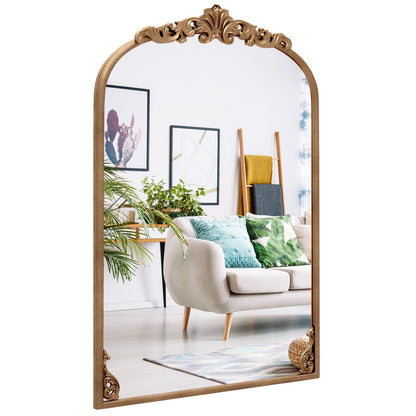 Antiqued Gold Wall Mirror with Baroque Ornate Frame L Size Gold