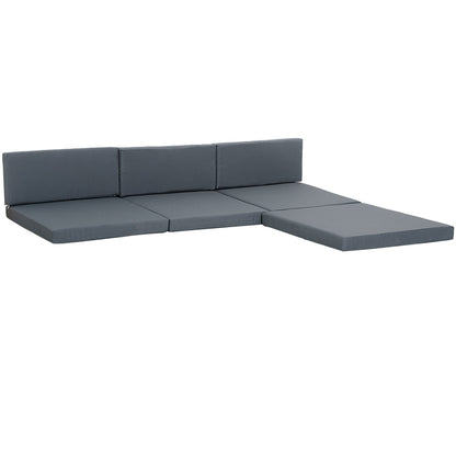 Outsunny Outdoor Cushion Pad Set for Rattan Furniture, 7 Piece Garden Furniture Cushions ONLY, Grey