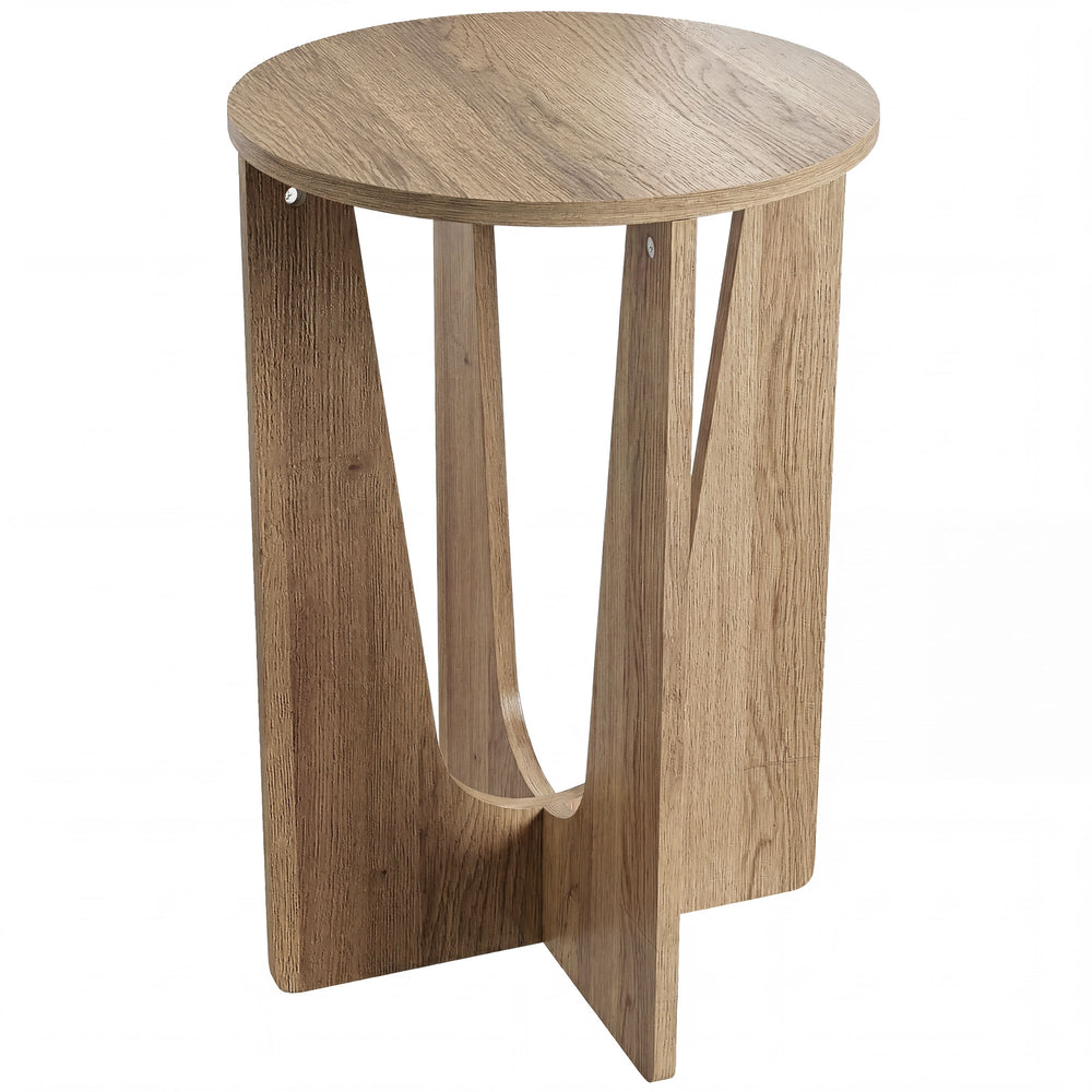 HOMCOM End Table Compact Round Side Table with Curved Legs in Coffee Wood Effect