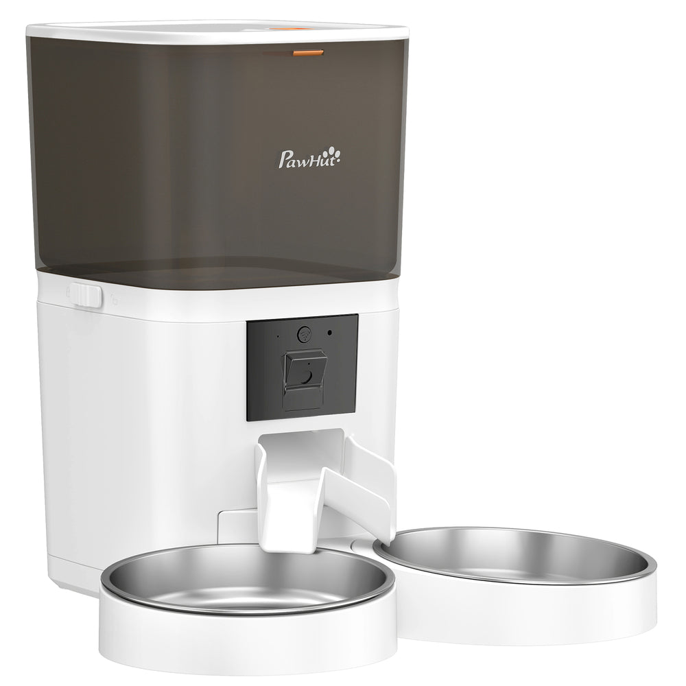 PawHut Automatic Cat Feeder for 2 Cats with HD Camera,2.4G & 5G WiFi Pet Food Dispenser 6L APP Control