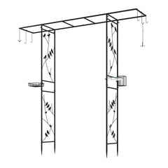 213cm Garden Arbor Feeding Station with Water Bowl and Mesh Tray-Black