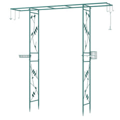 213cm Garden Arbor Feeding Station with Water Bowl and Mesh Tray-Green