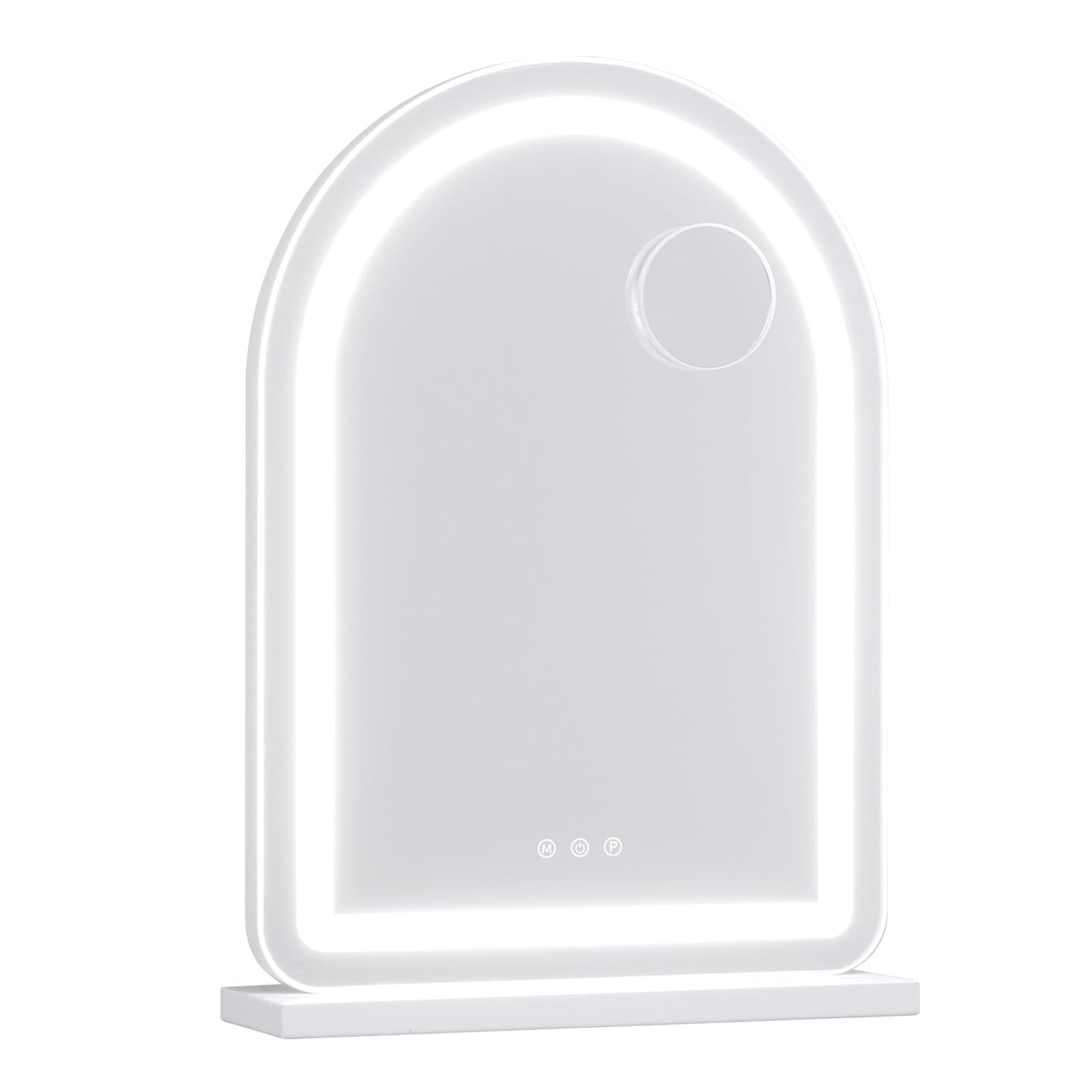 Arched Vanity Mirror with LED Lights and Removable Magnify Mirror for Makeup-White
