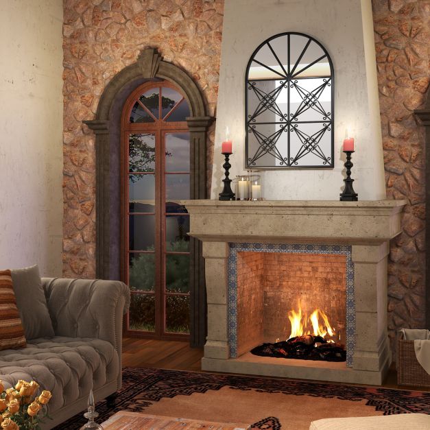 Arched Window Pane Decorative Mirror-Black