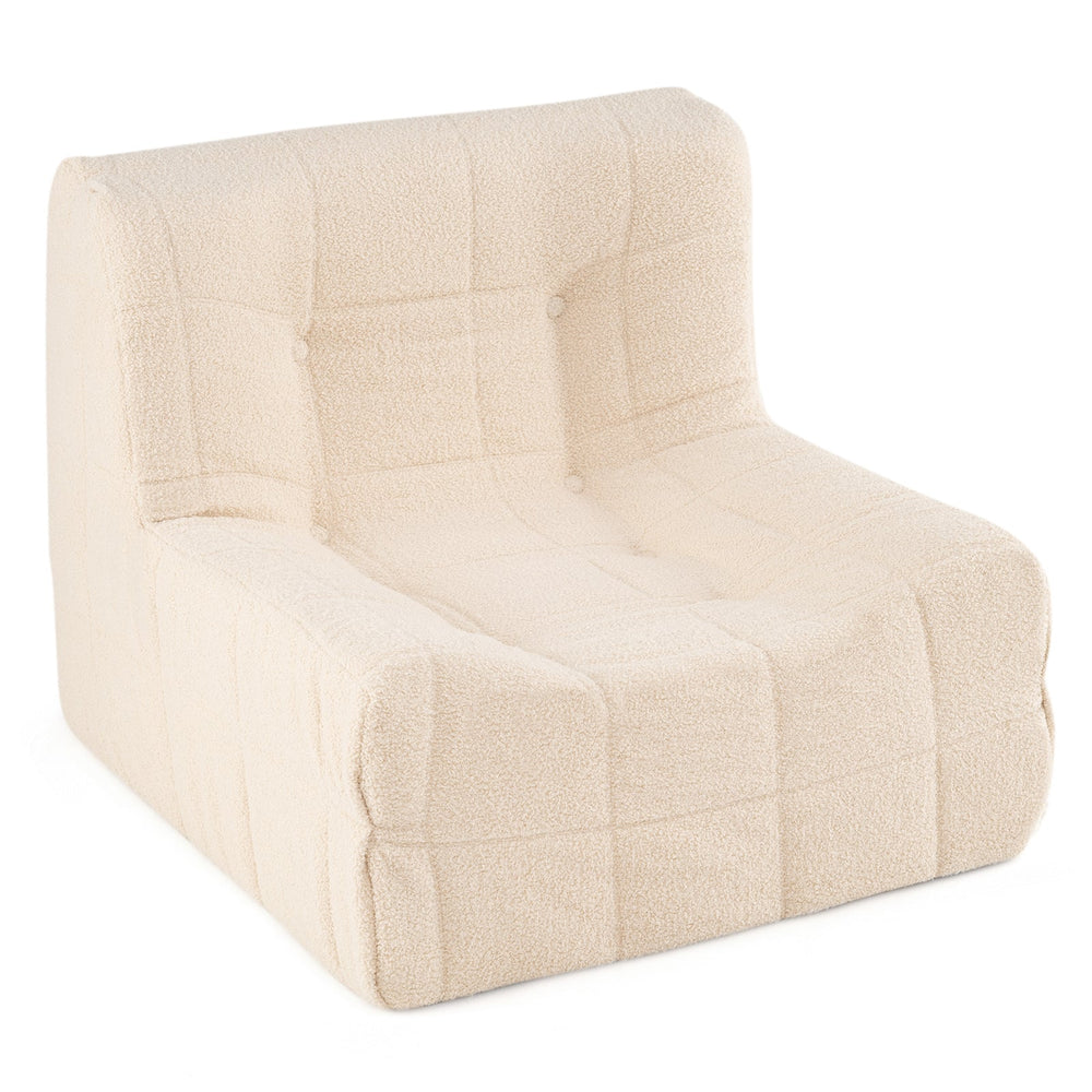 Armless Upholstered Lazy Floor Sofa with Soft Teddy Fleece Cover-Beige