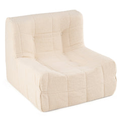 Armless Upholstered Lazy Floor Sofa with Soft Teddy Fleece Cover-Beige