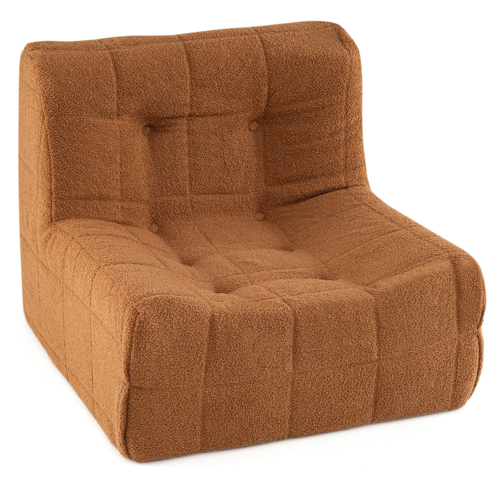 Armless Upholstered Lazy Floor Sofa with Soft Teddy Fleece Cover-Rustic Brown