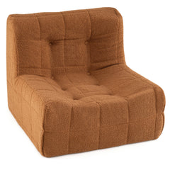 Armless Upholstered Lazy Floor Sofa with Soft Teddy Fleece Cover-Rustic Brown