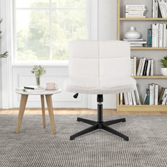Armless Office Desk with Adjustable Height for Home Office-White