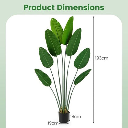 Artificial Banana Leaf Tree with 8 Fabric Banana Leaves and Stable Cement-filled Pot Set of 2