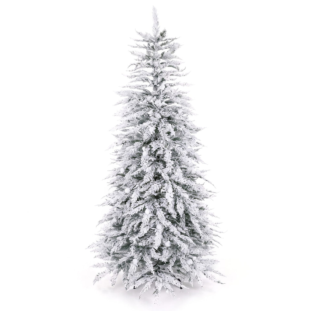 Artificial Flocked Christmas Tree with Branch Tips and Pine Cones-1.8 M