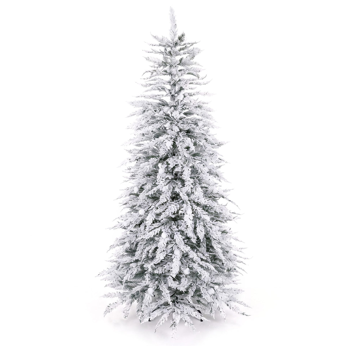 Artificial Flocked Christmas Tree with Branch Tips and Pine Cones-1.8 M