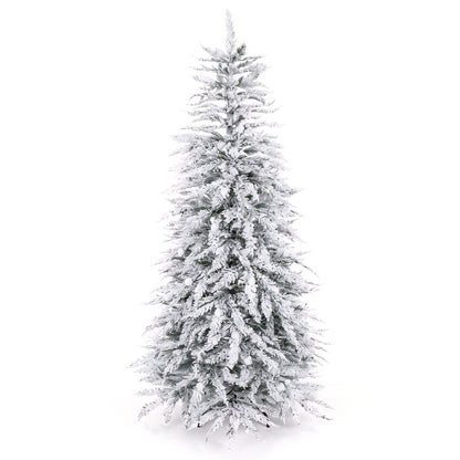 Artificial Flocked Christmas Tree with Branch Tips and Pine Cones-1.8 M