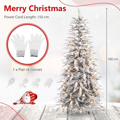 Artificial Flocked Christmas Tree with Branch Tips and Pine Cones-1.8 M